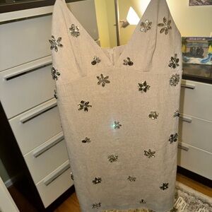 Zara dress. Tan with jewels